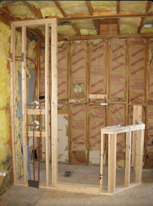 Photo of rough framed shower before tile